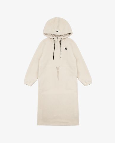  MLB - Đầm midi phối mũ phom suông tay dài Brushed Fleece Long Overfit 