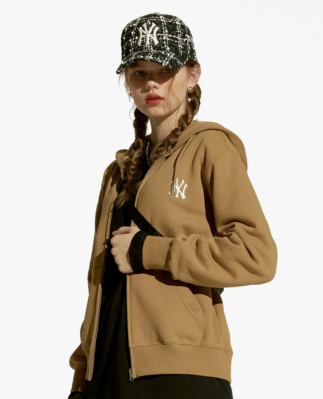 MLB - Áo hoodie tay dài phối zip Big Logo Training