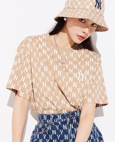  MLB - Áo thun unisex cổ tròn tay ngắn Basic Monogram 