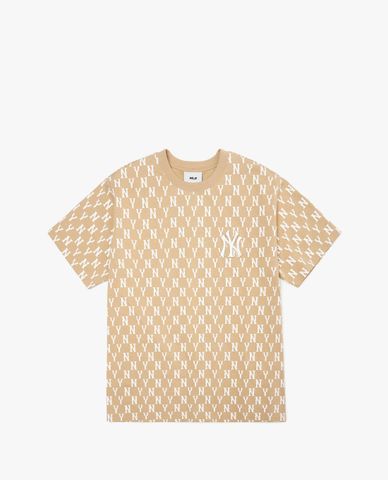  MLB - Áo thun unisex cổ tròn tay ngắn Basic Monogram 