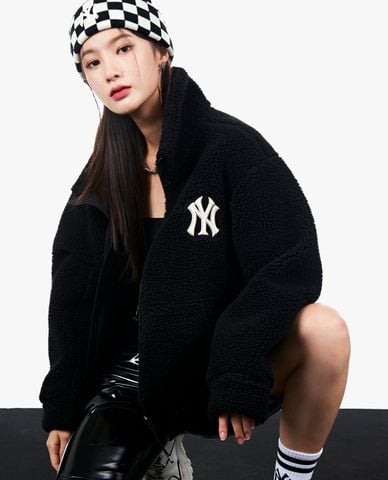  MLB - Áo khoác lông tay dài cổ bẻ Basic Mega Logo 