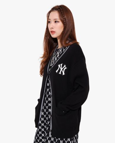  MLB - Áo khoác cardigan phom suông cổ V Basic Big Logo 