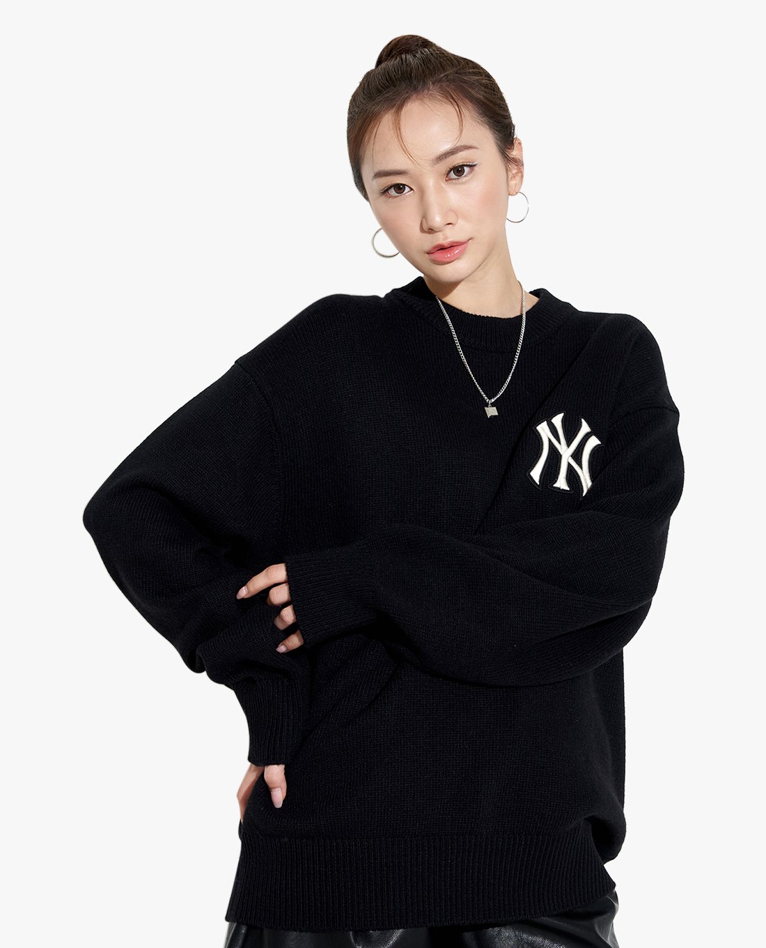 MLB - Áo sweater phom suông tay dài Basic Big Logo Overfit