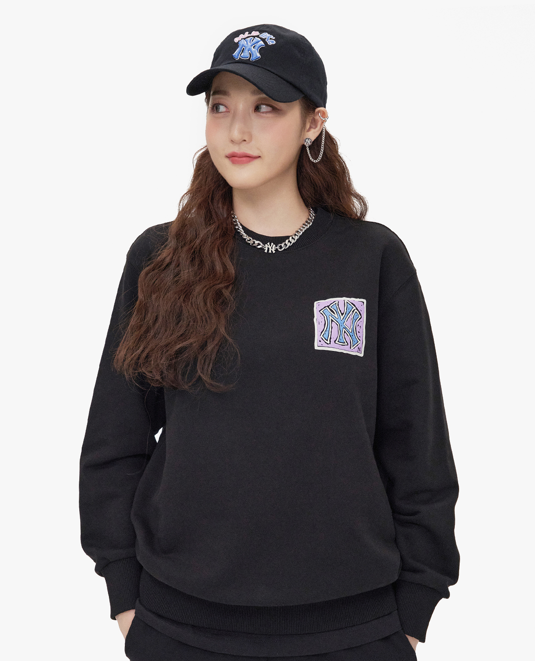 MLB - Áo sweatshirt phom suông LIKE Back Square Print