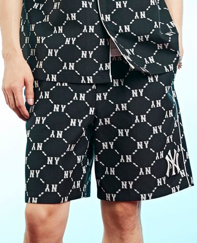  MLB - Quần shorts unisex ống rộng lưng thun Monogram Set Up Cotton 