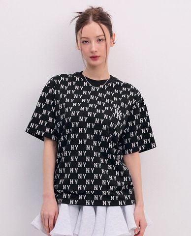  MLB - Áo thun unisex cổ tròn tay ngắn Classic Monogram Plate Pattern 