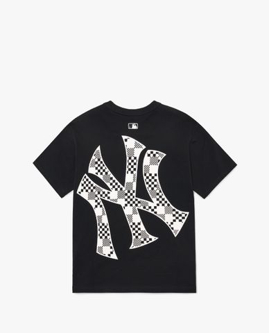  MLB - Áo thun unisex cổ tròn tay ngắn Checkerboard Back Logo 