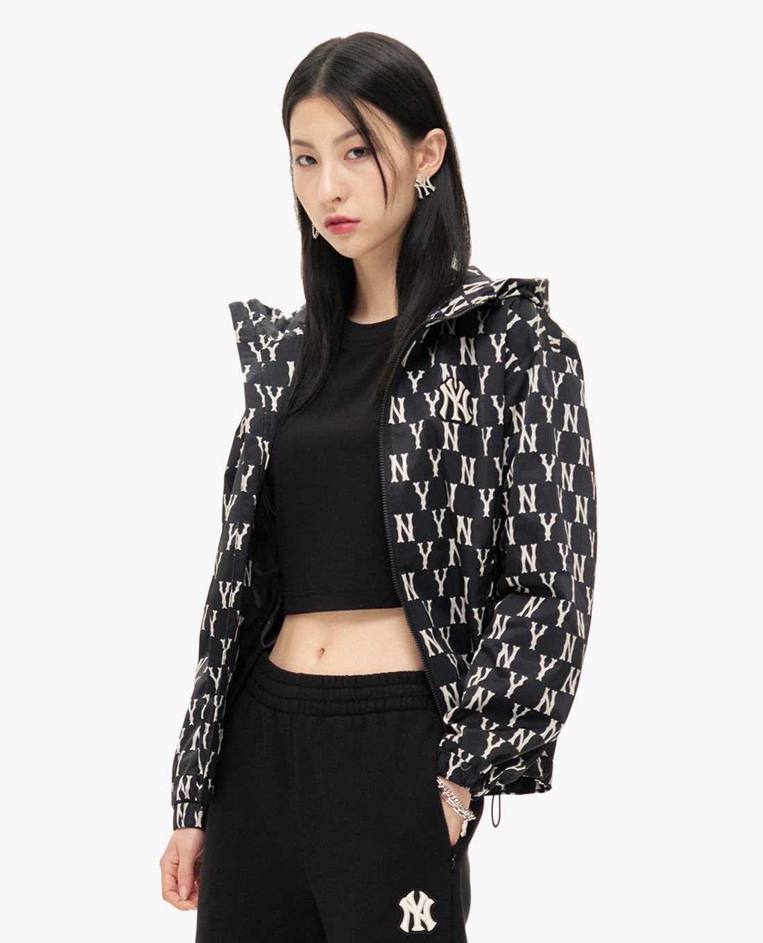 MLB - Áo khoác kiểu phối mũ trùm Monogram All Over