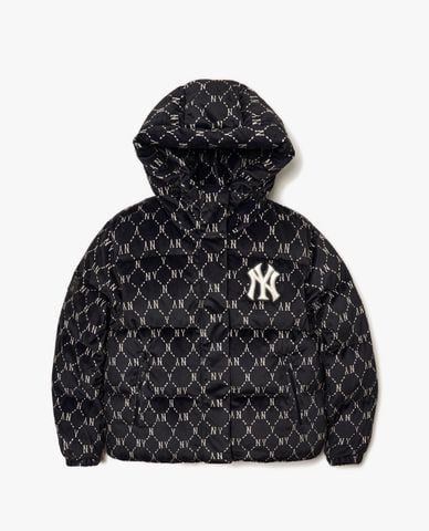  MLB - Áo khoác phao tay dài phối mũ Monogram Crop Down 