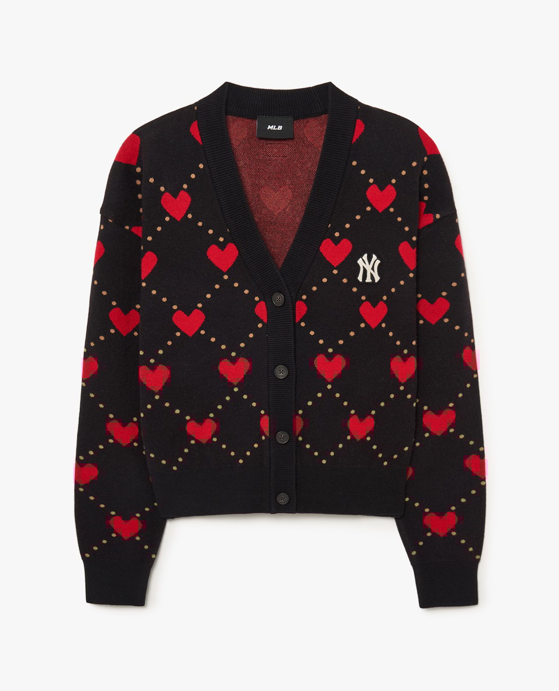 MLB - Áo khoác cardigan nữ cổ V tay dài Heart Cropped