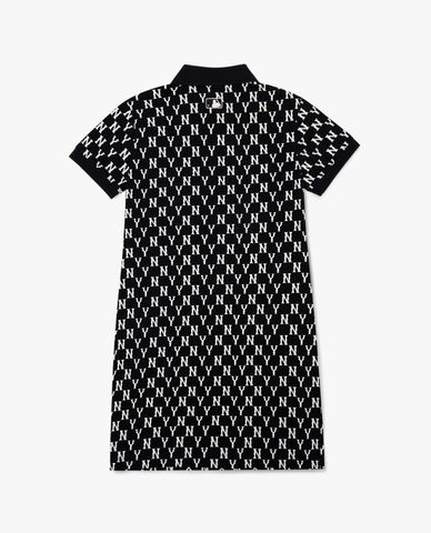  MLB - Đầm mini ngắn tay cổ bẻ phom suông Monogram 