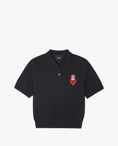  MLB - Áo polo nữ cổ bẻ tay ngắn phối logo New York Yankees 