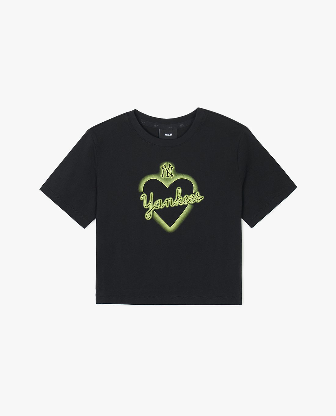 MLB - Áo croptop nữ cổ tròn tay ngắn Heart Medium Logo