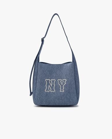 MLB - Túi đeo vai nữ phom chữ nhật Denim Coopers Logo 