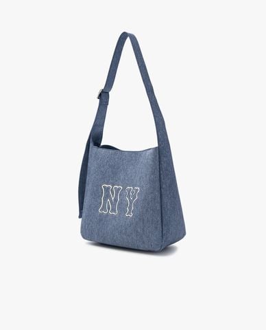  MLB - Túi đeo vai nữ phom chữ nhật Denim Coopers Logo 