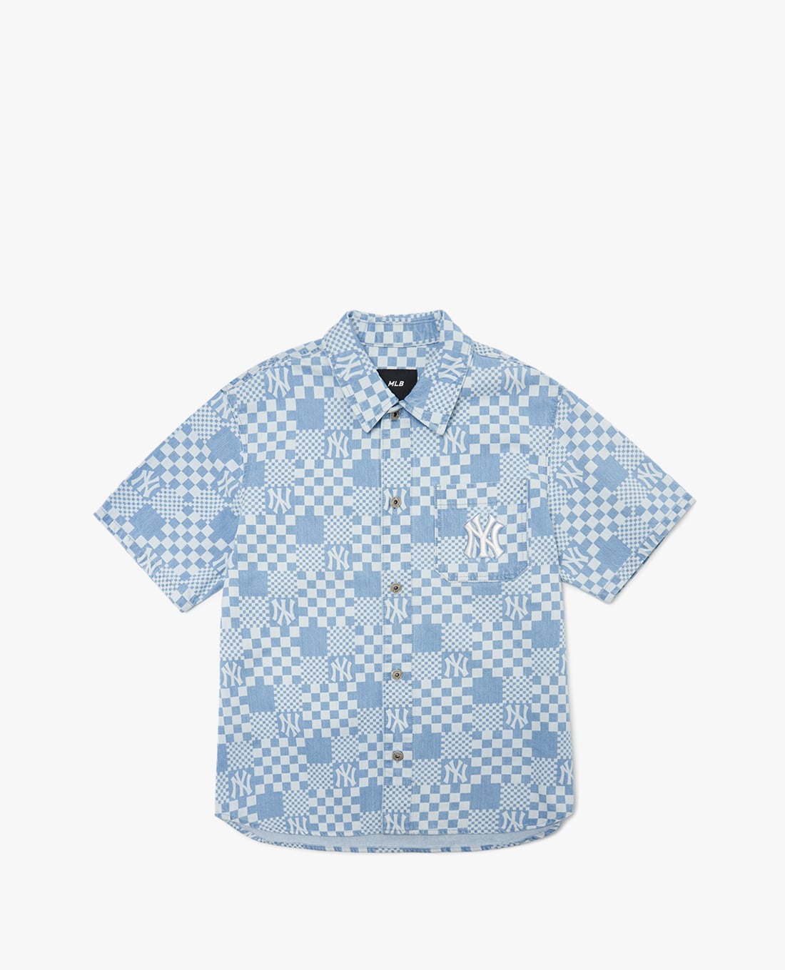 MLB - Áo sơ mi denim tay ngắn Checkerboard Monogram Denim