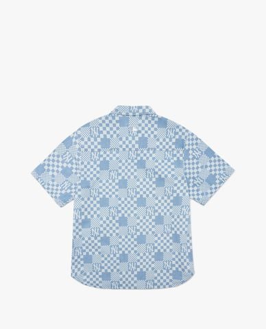  MLB - Áo sơ mi denim tay ngắn Checkerboard Monogram Denim 