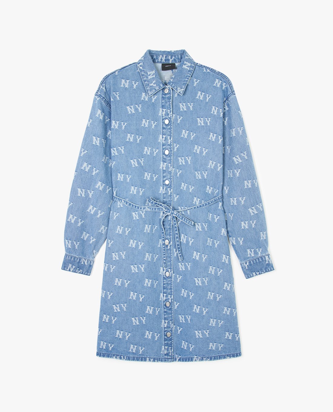 MLB - Đầm sơ mi denim cổ bẻ tay dài Classic Jacquard Monogram