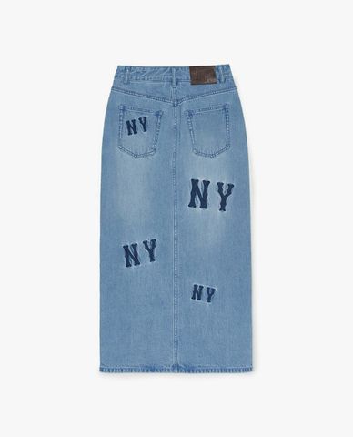  MLB - Chân váy denim midi xẻ tà Megagram 