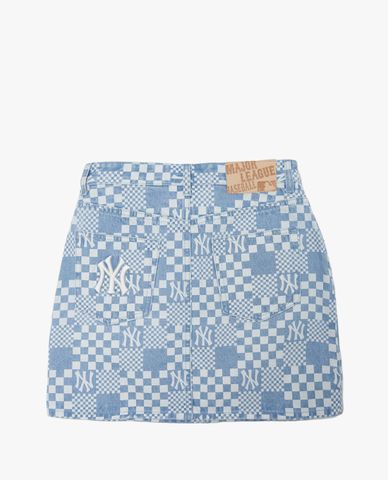  MLB - Chân váy denim chữ A Checkerboard 