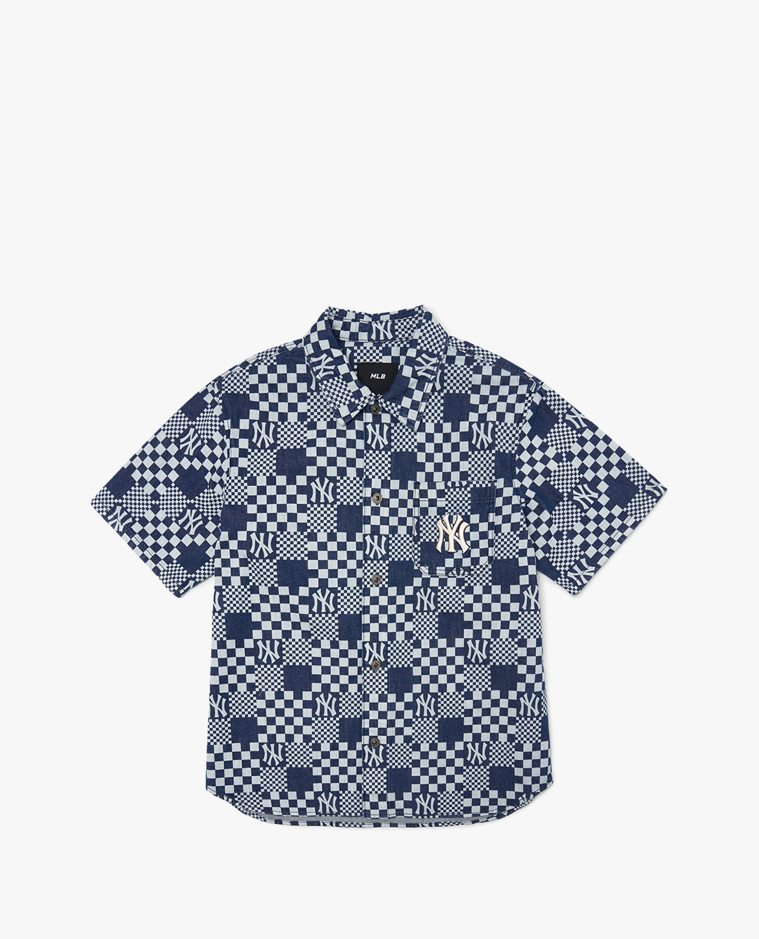 MLB - Áo sơ mi denim tay ngắn Checkerboard Monogram Denim