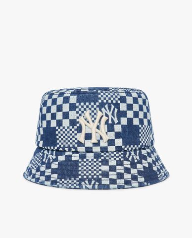  MLB - Nón bucket thời trang Checker Board Denim 