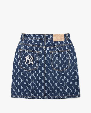  MLB - Chân váy denim chữ A Classic Monogram 