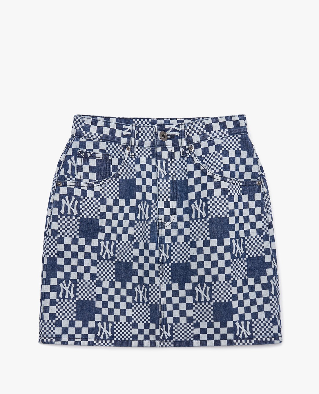 MLB - Chân váy denim chữ A Checkerboard
