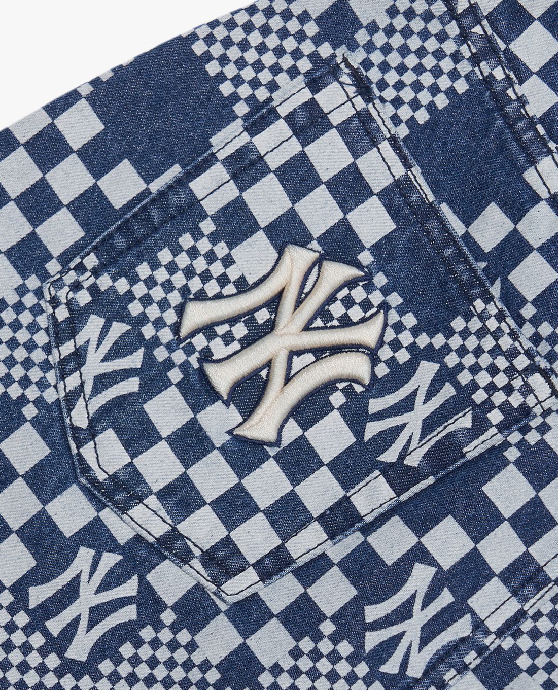 MLB - Chân váy denim chữ A Checkerboard