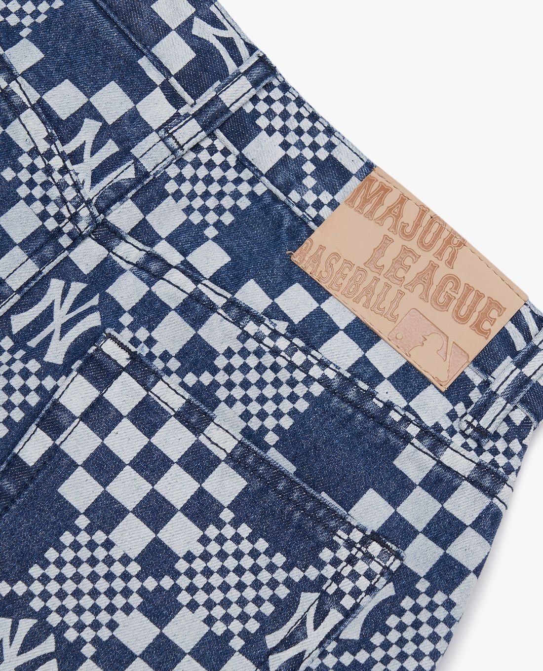 MLB - Chân váy denim chữ A Checkerboard