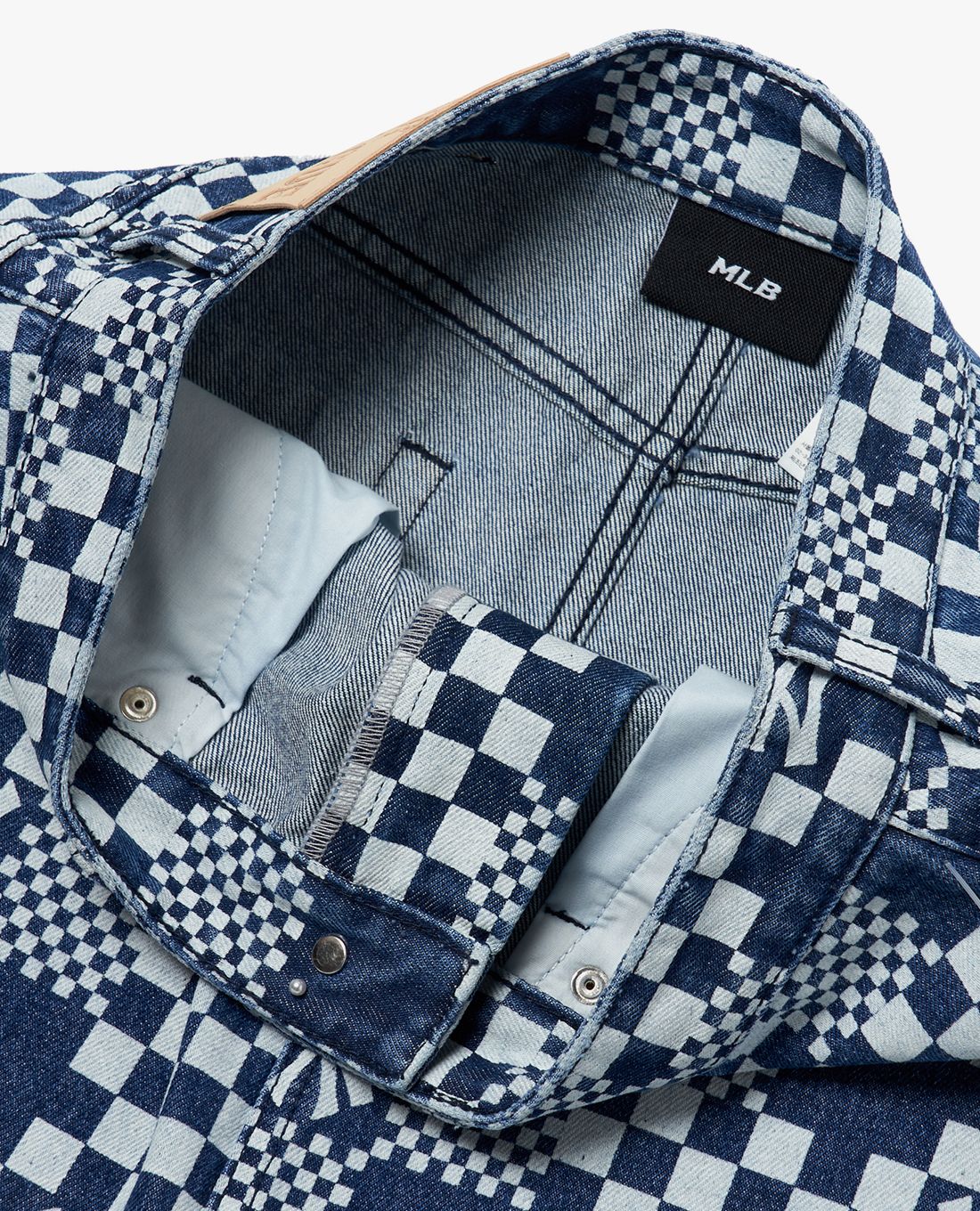 MLB - Chân váy denim chữ A Checkerboard