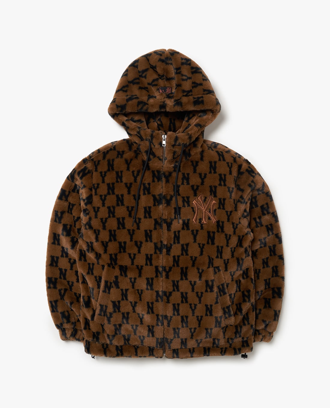 MLB - Áo khoác lông dài tay phối mũ Monogram Plush Fleece