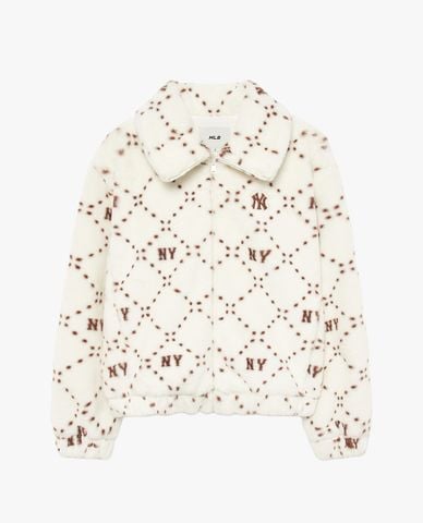  MLB - Áo khoác lông nữ dáng ngắn Monogram 