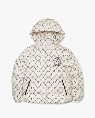  MLB - Áo khoác phao tay dài phối mũ Monogram Diamond 