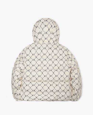  MLB - Áo khoác phao tay dài phối mũ Monogram Diamond 