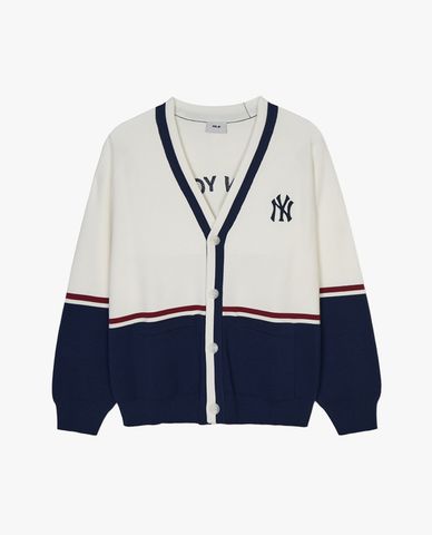  MLB - Áo khoác cardigan unisex cổ V tay dài Varsity New York Yankees 
