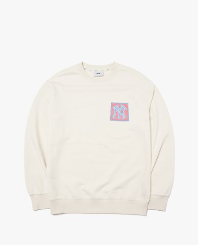  MLB - Áo sweatshirt phom suông LIKE Back Square Print 