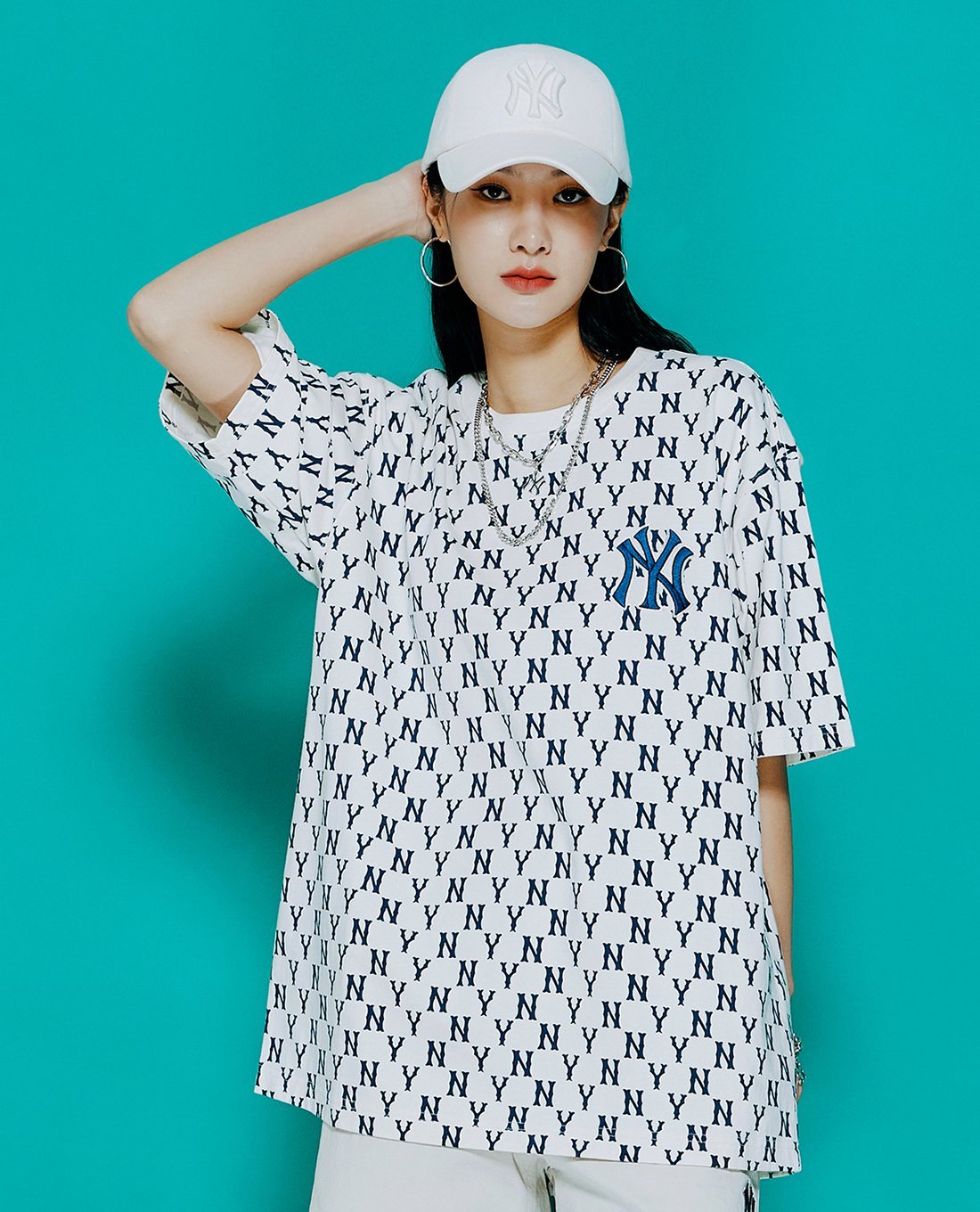 MLB - Áo thun unisex cổ tròn tay ngắn Basic Monogram