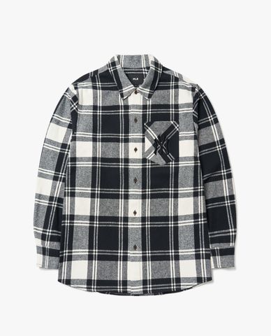  MLB - Áo sơ mi phom suông tay dài Check 