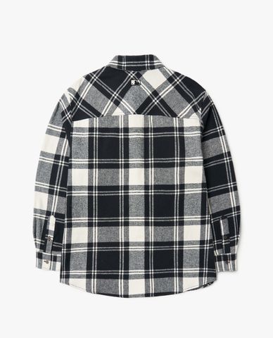  MLB - Áo sơ mi phom suông tay dài Check 