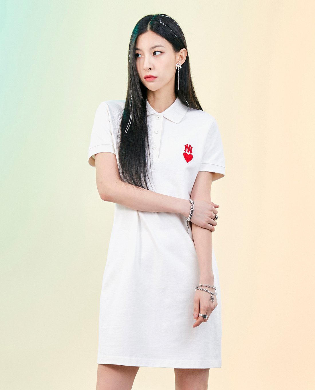 MLB - Đầm polo cổ bẻ tay ngắn Heart