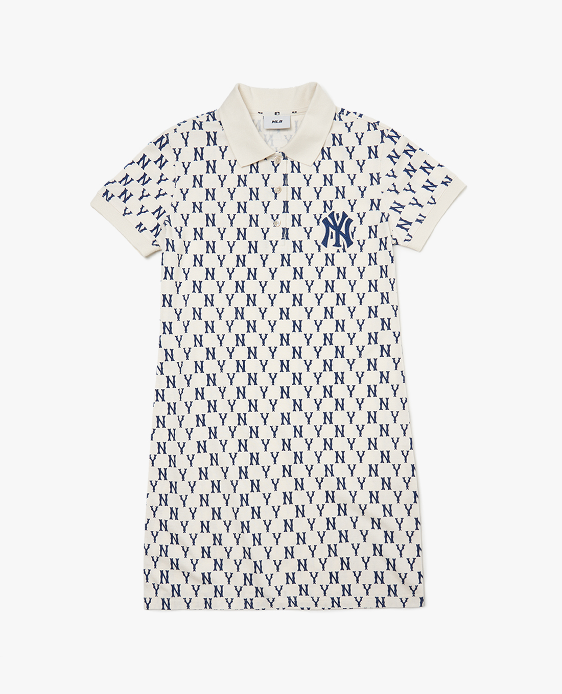 MLB - Đầm mini ngắn tay cổ bẻ phom suông Monogram