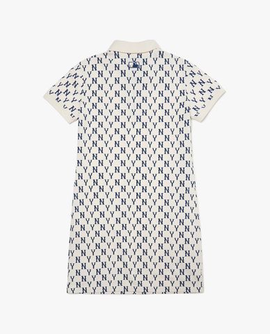 MLB - Đầm mini ngắn tay cổ bẻ phom suông Monogram 