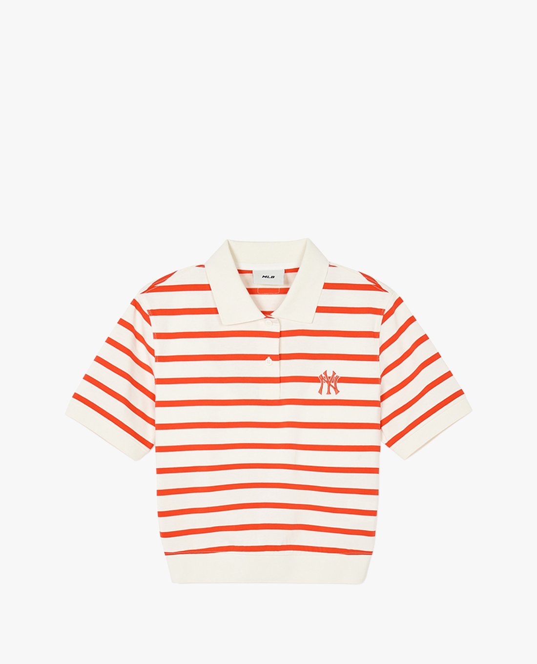 MLB - Áo polo nữ cổ bẻ tay ngắn phối sọc New York Yankees