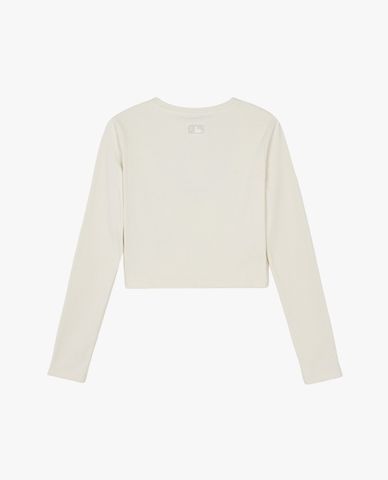  MLB - Áo croptop nữ cổ tròn tay dài Varsity 