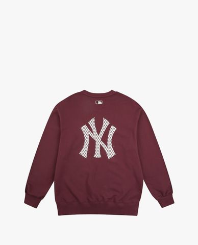  MLB - Áo sweatshirt cổ tròn tay dài phối logo New York thời trang 