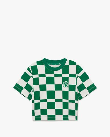  MLB - Áo croptop nữ cổ tròn tay ngắn Checkerboard Allover 