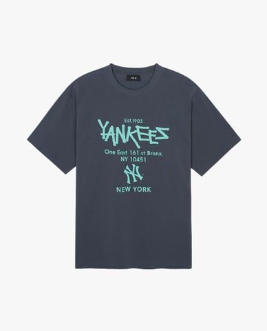  MLB - Áo thun unisex cổ tròn tay ngắn Street Lettering Overfit 