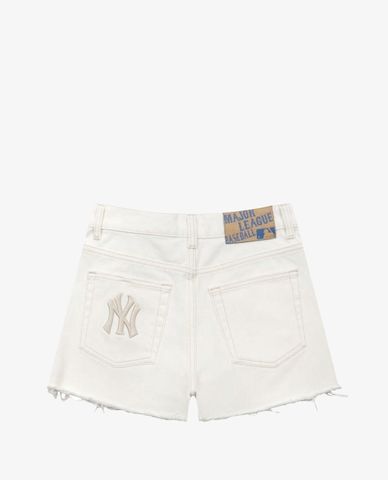  MLB - Quần shorts jeans nữ phối logo thời trang 