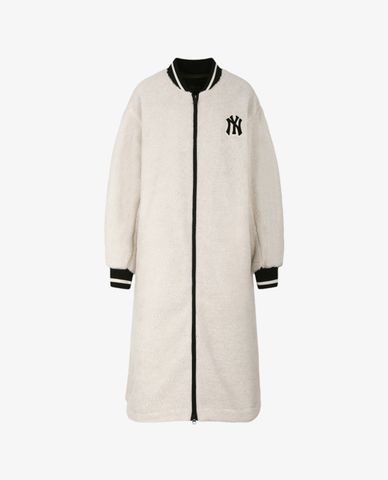  MLB - Áo khoác kiểu phom suông dài New York Yankees Boa Fleece 